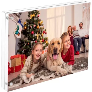 NIUBEE Acryl-Bilderrahmen, magnetisch, doppelseitiger Bilderrahmen, vertikal und horizontal, freistehend, quadratisch, farblos, 8.5×11inch