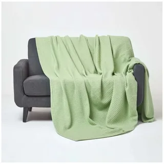 Homescapes - 100% Bio-baumwolle Waffeldecke Lindgrün, 230 X 230 Cm