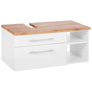 WELLTIME Waschbeckenunterschrank Davos 90 x 41 cm Weiß Matt