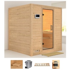 Bild Sauna »Menja«, (Set), 9-kW-Bio-Ofen mit externer Steuerung beige