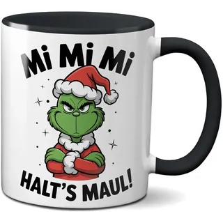 TassenKing Grinch Tasse Anti Weihnachten Spruch Ironie Sarkasmus lustige Weihnachtsbecher Geschenke für Weihnachtsmuffel MiMiMi Schwarz