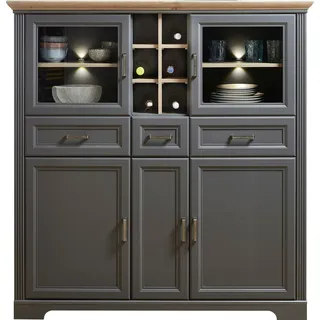 Innostyle Highboard 2 Glas-/Holztüren 8 offene Fächer 0 x 0 x 0 cm Grau