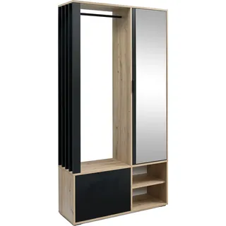 AX LIVING Garderobe Flur Milanoir 100 cm Spiegel Artisan Eiche/Schwarz - Hellbraun, Schwarz