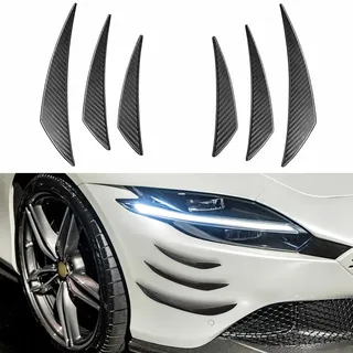 Yungeln 6 Stücke Universal Auto Frontspoiler Frontstoßstange Spoiler Kohlefaser Luftdurchfluss Luftzufuhr Spoilerlippe Frontstoßstange Verzierung - Lochlose Installation