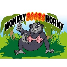 Holzschild 30x40 cm - Monkey Boobs Horny Affe im BH