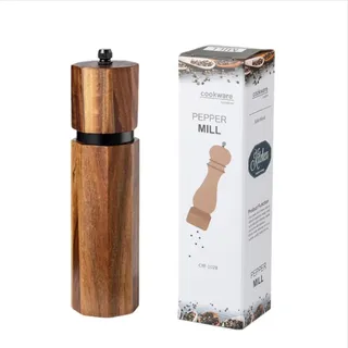 INF 19,5cm Natürliche Gummiholz Pfeffermühle mit Verstellbarem Keramikmahlwerk