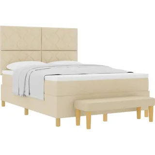 Boxspringbett mit Matratze Creme 160 x 200 cm Stoff - Creme