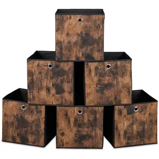Relaxdays Aufbewahrungsbox 33 x 33 x 33 cm 6-tlg. schwarz/braun