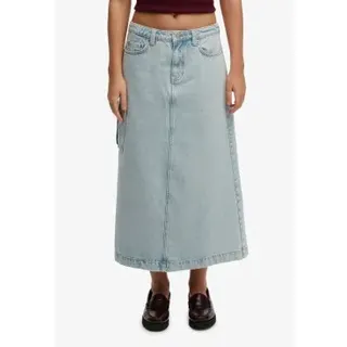 Superdry für Damen. W7210406A Blauer Denim Cargo Maxi Rock (XL), Lässig, Baumwolle