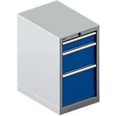 Schäfer Shop Select  Schubladenschrank 18-27, 3 Schübe (H 100/200/300mm), bis 200 kg, B 411 x T 572 x H 700 mm, enzianblau/weißaluminium