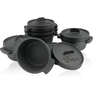 BBQ-Toro Serviertöpfe Set (6-er Pack) Ø 11 cm Gusseisen Mini Gusstopf - Schwarz