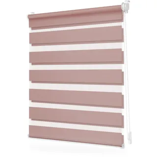 Lichtblick Duo Rollo ohne Bohren Blickdicht Altrosa 85 cm x 130 cm (B x L) | Duo Rollo, Rollos für Fenster ohne Bohren, Montage ohne Bohren, Mit Lichtfilter, Klemm-Montage, Sonnenschutz, Klemmbar