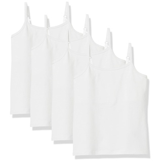 Amazon Essentials Mädchen Lagen-Camisole, 4er-Pack, Weiß, 6-7 Jahre