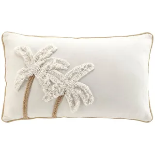 Douceur d ́intérieur Dekokissen Baumwolle Palme 30/50 cm , Beige , Naturmaterialen , 30x50 cm , Heimtextilien, Wohntextilien, Kissen, Zierkissen