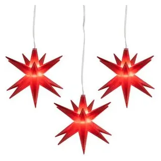 Ideen mit Herz Ideen-mit-Herz Weihnachtsstern 012681, 3 Stück beleuchtet LED, Batterie, Kunststoff, Timer, Ø10cm