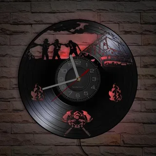 Omgoods – Wanduhr aus Vinyl mit Nachtlicht für Wetterbegeisterte – Das perfekte Geschenk - Rot