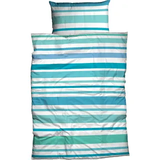 Bettwäsche CASATEX "Banda", türkis, B/L: 155cm x 220cm, 1 Stk., 1 Stk., Satin, B/L: 80cm x 80cm, 2 tlg., Satin, Bezug: 100% Baumwolle, Bettwäsche, Bettwäsche, frische moderne Farben