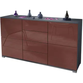 Vladon Sideboard, Bordeaux, Holzwerkstoff, 138.5x75.5x35 cm, Wohnzimmer, Kommoden, Sideboards,