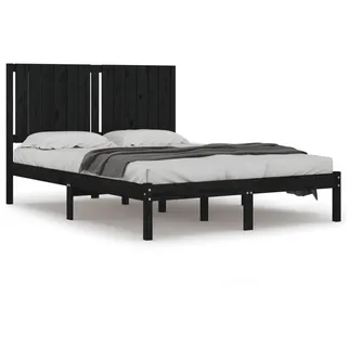 vidaXL Massivholzbett Schwarz Kiefer 140x190 cm - Schwarz