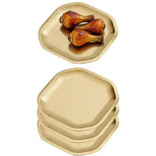 SANQIAHOME 15x15cm quadratischer Vorspeisenteller, 4er-Set, kleiner Teller aus verdicktem Edelstahl, Brot Sushi Dessertteller,Gold