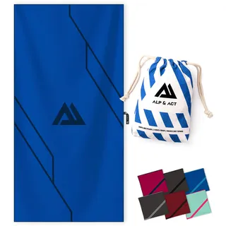 ALP & ACT Mikrofaser Handtuch für Fitness & Sport - 100% Recycelt - EXTRA KOMPAKT & saugfähig - Sporthandtuch für Gym, Yoga, als Saunahandtuch - Microfaser Handtücher & Fitnesshandtuch - blau, 180x90