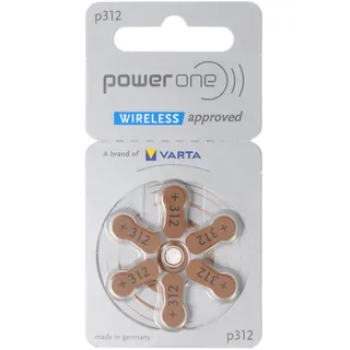 Power one Batterie Zinc Air, 312, 1.4V Retail Blister (6-Pack) Hörgerätebatterie