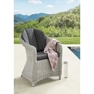 Destiny Malaga Polyrattangeflecht Gartensessel 62 x 70 x 85 cm weiß/grau inkl. Auflagen 2er Set