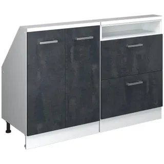 Vicco Unterschrank Küchenschrank für Dachschrägen R-Line 120 x 81,6 x 46 cm Schwarz/Weiß