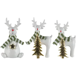 Weihnachtsfigur CREATIV HOME "Hirsch", weiß, B:12cm H:21cm T:8cm, Dekofiguren, Weihnachtsfigur, mit Schal