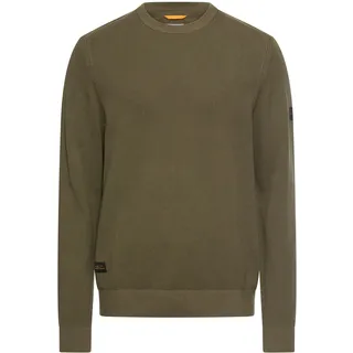 Strickpullover CAMEL ACTIVE, Herren, Gr. S, deep olive, Strick, Obermaterial: 100% Baumwolle, unifarben, normal hüftbedeckend, Rundhals, Bündchen, Pullover Strickpullover, unifarben und aus reiner Baumwolle