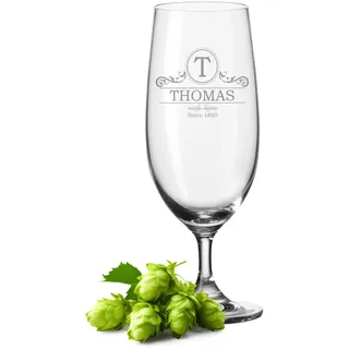 GRAVURZEILE Leonardo Bierglas mit Gravur - Ornament - Personalisiert mit Namen & Datum - Biertulpe als Geschenk - Geschenkidee für Männer - Geschenke für Papa zum Vatertag - 280 ml