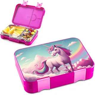 Jarlson® Brotdose Kinder mit Fächern TONI [AUSLAUFSICHER] - Bento Lunchbox mit Trennfächern - Frühstücksbox für Schule, Kita & Kindergarten - Jausenbox für Jungen & Mädchen - Vesperbox (Einhorn)