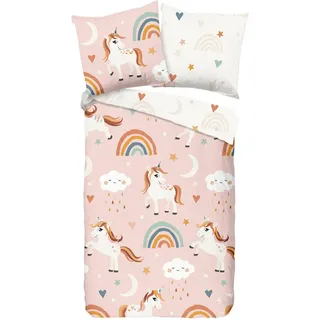 None Jugendbettwäsche , Multicolor , Textil , Einhorn , 135x200 cm , bügelleicht , Heimtextilien, Bettwäsche & Leintücher, Kinderbettwäsche