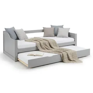 Homestyle4u Ausziehbett 90/200 cm Grau , Holz , Kiefer , 90x200 cm , Babymöbel & Kindermöbel, Kinderzimmer & Jugendzimmer, Kinderbetten, Kinderbetten & Jugendbetten