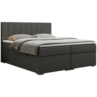 Boxbett Lope 120/200 - Dunkelgrau Kunstleder - H4 , Textil , H4 , 7-Zonen , Rechteckig , 120x200 cm , Oeko-Tex® , Schlafzimmer, Betten, Boxspringbetten