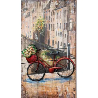 Gilde Bild xl - Blumen Fahrrad - Deko Wohnzimmer - 70 x 120 cm,