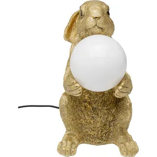 Kare Design Tischleuchte Sweet Rabbit, Gold, Hasen-Motiv, Tischlampe, Glas Schirm, kein Leuchtmittel inklusive, E27, Wohnzimmer, Tierlampe, Designer Leuchte