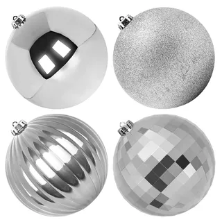 Benjia Weihnachtskugeln Groß Aussen, Extra Bruchsicheres Outdoor Draußen Draussen Kunststoff Weihnachtskugel Christbaumkugeln Kugeln Weihnachten (15cm/4STK, Silber)