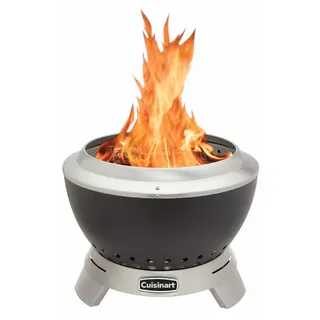 Cuisinart Cleanburn rauchfreier Feuerkorb 50cm | Garten, Camping, Strand | Wenig Rauch, max. Wärme | Holzscheite & Pellets | Tragbar mit Griff | Carbonstahl & Edelstahl | 9kg