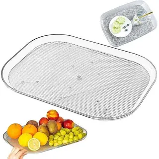 Unyqoos® Kühlschrank-Drehteller – transparente, rechteckige Drehplatte 30 x 40 cm, drehbares Gewürzregal & Küchen-Organizer, 1 Stück - Transparent