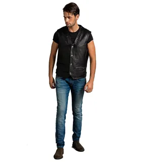 Urban Leather Billy - Herren Lederweste, Black, Größe 5XL