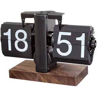 Baoblaze Flip-Tischuhr, automatische Seitenumblätteruhr, Retro-Flip-Down-Uhr, Tischuhr, mechanische Flip-Uhr, Schwarz 24h