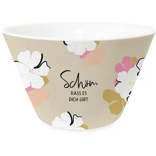 Grafik  Werkstatt Grafik-Werkstatt Müsli-Schale mit 100 % Echtgold | Porzellan Schüssel | Schön, dass es dich gibt, Beige