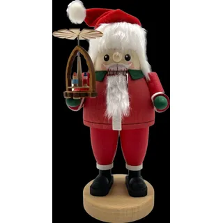 Holz Nussknacker Weihnachtsmann mit Pyramide bunt Höhe 21cm Santa Claus Motiv