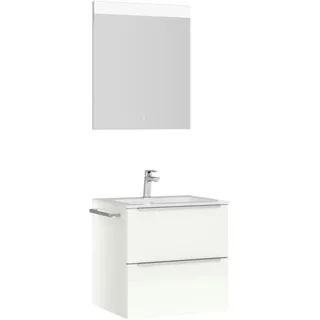 Nobilia Badezimmer , Edelstahlfarben, Weiß Hochglanz , Metall , 2,2 Schubladen , F , 61 cm , Goldenes M, Made in Germany , Griffeauswahl, hängend, Zusatzausstattung erhältlich, Typenvielfalt , Badezimmer, Badmöbelsets & Badmöbelserien, Badmöbel-Sets