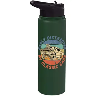 Leicht abgelenkt von klassischen Autos, lustiger antiker Vintage Stainless Steel Insulated Water Bottle