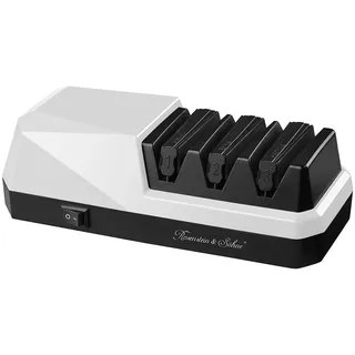 Rosenstein & Söhne Schleifer: Elektrischer Diamant- & Keramik-Messerschärfer mit 3 Stufen, 20 W (Messerschärfer mit Schleifscheiben, für Stahlmesser, Schleifmaschine)