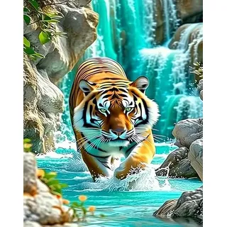 Generisch Malen Nach Zahlen Erwachsene,Tiger Paint by Numbers for Adult Diy Malen Nach Zahlen Erwachsene Set Handgemalt Kreativ Bastelset für Geschenk Heimdekoration (Tiger)