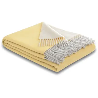 Biederlack Soft Impression im Doubleface-Look Kuscheldecke 150 x 200 cm Gelb/Weiß