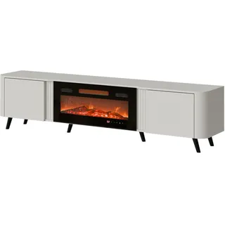 Mirjan24 Tv-Lowboard Volare 200 EF mit Kamin , Kaschmir , Kunststoff , Rechteckig,Rechteckig , 200x49x39 cm , Wohnzimmer, TV Möbel, Lowboards, Lowboards stehend
